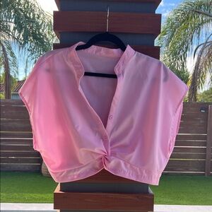 SHEIN Light Pink Button-Up Blouse
